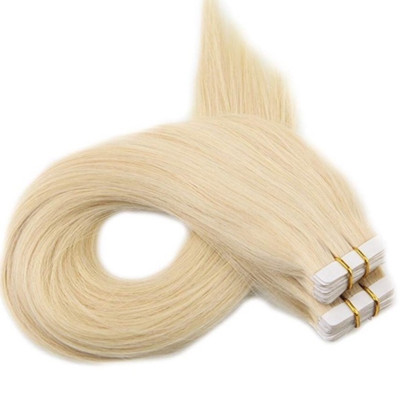 ✨4 18” PLATINUM Blonde HUMAN HAIR TAPE INS *NWT* main image 6